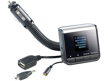 auvisio Plug & Play DAB+/DAB KFZ-/Autoadapter mit FM-Transmitter