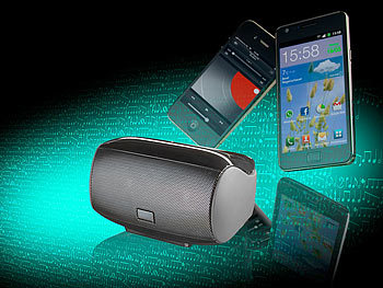 auvisio Mini-Boombox Lautsprecher mit Bluetooth, Touch-Bedienung & NFC, 15 W