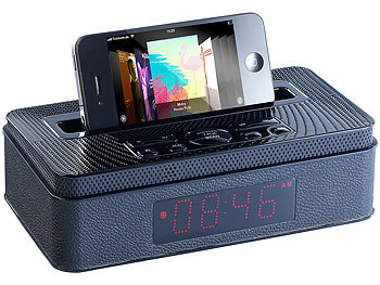 Boombox: auvisio Radio MPS-630.bt mit Bluetooth, Wecker, MP3-Player und AUX, 10 Watt