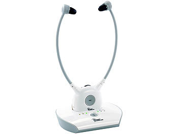 Funk Kinnbügel Kopfhörer mit Hörverstärker: newgen medicals Hörsystem KH-210 für TV & Musik, mit Funk-Kopfhörer, bis 100 dB