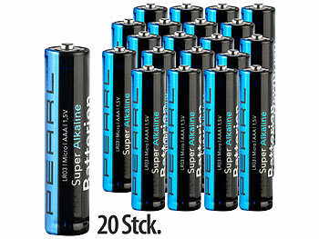 AAA 1 5V Batterien: PEARL 20er-Set Super-Alkaline-Batterien Typ AAA / Micro, 1,5 Volt