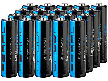 Spar-Packs Zubehör Super sparen Sparsets Große: PEARL 20er-Set Super-Alkaline-Batterien Typ AA / Mignon, 1,5 V