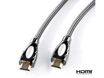 auvisio High-Speed-HDMI-Kabel, Nylon-ummantelt, Full HD, 10 m