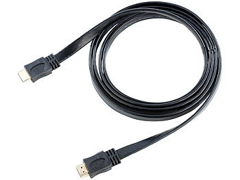 auvisio HDMI-1.4-Flachkabel High-Speed, vergoldet, 5 m, 3,7 mm flach