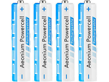 Akku Batterien: PEARL 4er-Set Hybrid-Akkus "Aeonium Powercell" Typ AAA Micro, 800 mAh