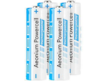 Akku Batterien: PEARL 4er-Set Hybrid-Akkus "Aeonium Powercell" Typ AA Mignon, 2.100 mAh