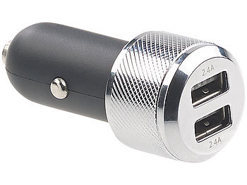 USB Autoadapter: revolt Kfz-USB-Ladegerät mit 2 Ports, für 12/24 Volt, 4,8 A, 24 Watt