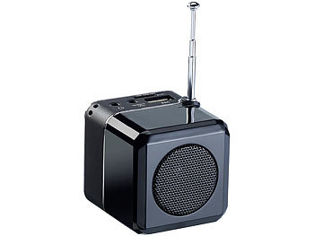PEARL Mini-MP3-Station "MPS-550.cube" mit integriertem Radio, 8 Watt