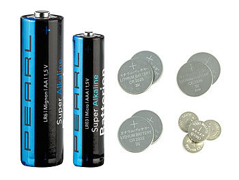 PEARL Batterie-Set 32-teilig mit Alkaline- und Lithium-Zellen