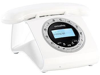 simvalley Retro-DECT-Schnurlostelefon mit Anrufbeantworter, weiß