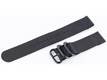 PEARL Extralanges Ersatz-Textil-Armband für Armband-Uhren, schwarz