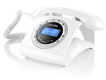 simvalley Schnurgebundenes Retro-Festnetztelefon, weiß (refurbished)