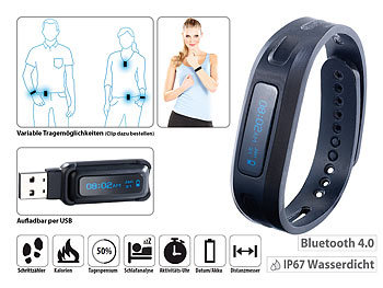 newgen medicals Fitness-Armband FBT-50 V4 mit Bluetooth 4.0 und Schlafüberwachung