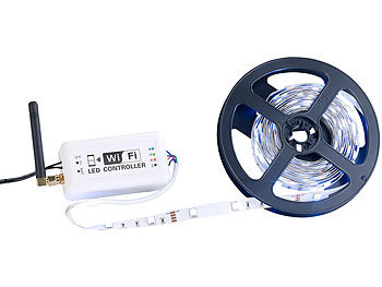 Lunartec RGB-LED-Streifen LC-500N mit Netzteil & Smartphone-Controller, Innen
