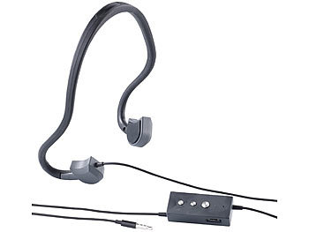 auvisio Kabel-Sport-Headset BC-20 mit Bone Conduction, für Smartphone