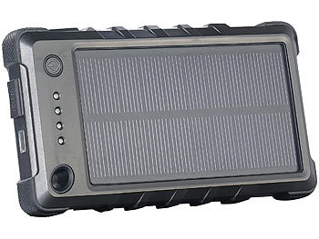 USB Solar Powerbanks: revolt Wetter- & stoßfeste Solar-Powerbank PB-80.s mit 8.000 mAh, IP65