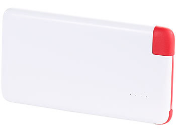 revolt Ultra-Slim Powerbank mit integriertem Micro-USB-Ladekabel, 4.000 mAh
