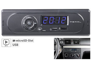 Radio USB: PEARL MP3-Autoradio CAS-300 mit Wiedergabe von USB & microSD, 2x 7 W