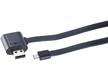 Datenkabel: Callstel Micro-USB-Lade- & Daten-Flachkabel mit durchgeschleiftem USB-Port, OTG