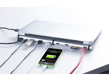 Xystec 5-fach USB-3.0-Lade-Hub & Dockingstation, BC-1.2-Schnell-Ladeprotokoll