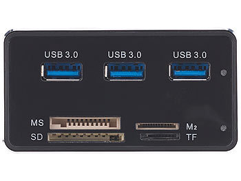 revolt USB-3.0-Hub mit 3 Ports und Multi-Kartenleser für SD, microSD, MS & M2