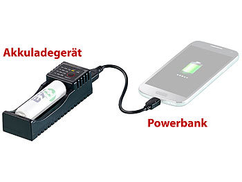 revolt 2in1-Reise-Akku-Schnell-Ladegerät, USB-Powerbank-Funktion, auch Li-Ion