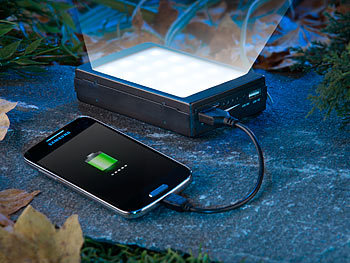 USB-Solar-Powerbanks mit LED-Leuchten