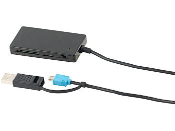 Xystec 3in1-USB-2.0-Hub mit Cardreader & OTG-Funktion für Smartphone & Tablet