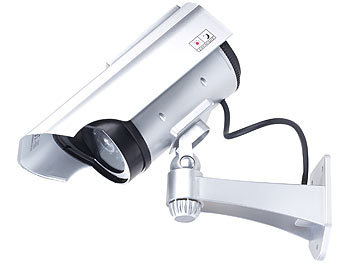 VisorTech Überwachungskamera-Attrappe mit Signal-LED, Solar- und Akkubetrieb