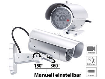 VisorTech 4er-Set Überwachungskamera-Attrappen mit Bewegungssensor & Signal-LED