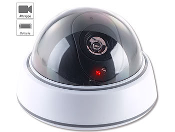 Kamera Attrappe: VisorTech Dome-Überwachungskamera-Attrappe mit durchsichtiger Kuppel und LED