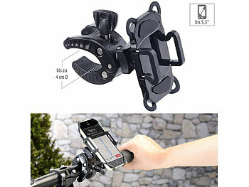 Handyhalter Fahrrad: Callstel Fahrradhalterung mit Gummifixierung für Smartphones bis 13,9 cm (5,5")