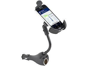 Callstel Flexible Kfz-Halterung für Smartphones, USB-Ladefunktion, 4,8 A