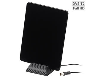 DVBT2 Antenne: auvisio Aktive DVB-T2-Antenne, Full-HD-Empfang (H.265/HEVC), 44 dB, LTE-Filter
