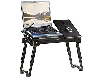 Notebook Ständer: General Office Notebook-Tisch mit Schwanenhals-LED, höhenverstellbar, 4-fach USB-Hub