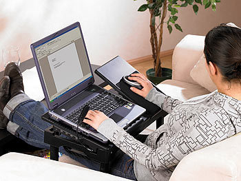 General Office Notebook-Tisch mit Schwanenhals-LED, höhenverstellbar, 4-fach USB-Hub