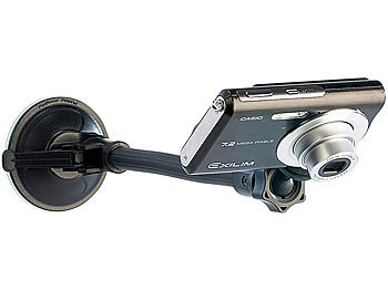 PEARL Flexibles Kamera-Stativ mit Saugfuß und Universal-Smartphone-Halterung