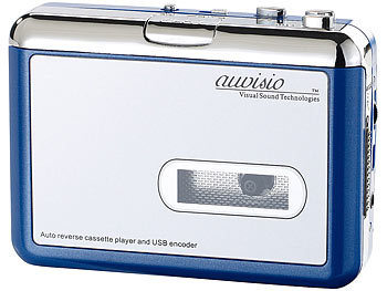 Kasettenrecorder: auvisio Tragbarer USB-Kassettenspieler "Blue Edition" für MP3-Aufnahme