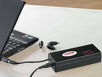revolt Universal-Notebook-Netzteil 120Watt mit Digitalanzeige und USB