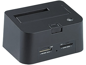 Xystec USB-HDD-Station FD-400Twin für 2,5"-/3,5"-SATA, mit Card-Reader