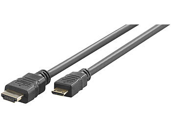 Mini HDMI Kabel: auvisio High-Speed-Adapterkabel Mini-HDMI auf HDMI, für 4K, 3D & Full HD, 2 m