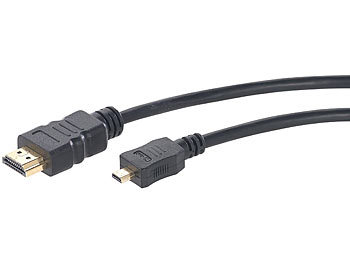 Micro HDMI Kabel: auvisio High-Speed-Adapterkabel Micro-HDMI auf HDMI, für 4K, 3D & Full HD, 2 m