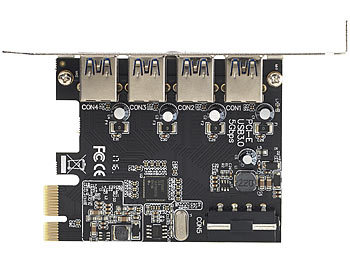 Xystec Interner PCIe-USB-3.0-Controller mit 4 SuperSpeed-Ports, bis 5 Gbit/s