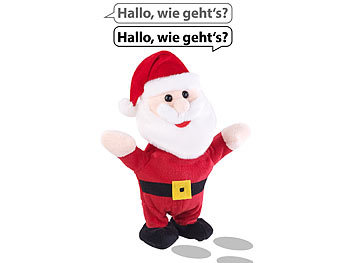 Sprechender Nikolaus: Playtastic Sprechender Weihnachtsmann mit Mikrofon, spricht nach und läuft, 22 cm