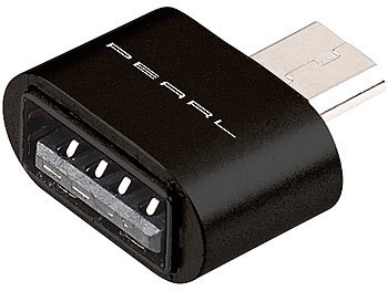 USB Adapter Handy: PEARL OTG-USB-Adapter mit Alu-Gehäuse, USB-Buchse auf Micro-USB-Stecker