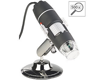 USB Vergrößerungskamera: Somikon Digitales USB-Mikroskop mit Kamera & Ständer, 1.600-fache Vergrößerung