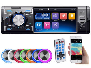 Autoradio DIN1: Creasono MP3-Autoradio mit TFT-Farbdisplay, Bluetooth, Freisprecher, 4x 45 Watt
