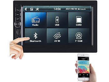 Autoradio Doppel DIN: Creasono 2-DIN-MP3-Autoradio mit Touchdisplay, Bluetooth, Freisprecher, 4x 45 W
