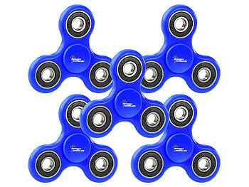Fidget Spinner Toy: newgen medicals 3-seitiger Hand-Spinner mit ABEC-7-Kugellager, blau, 5er-Set