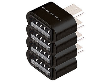 Micro USB to USB: PEARL 4er-Set OTG-USB-Adapter, Alu-Gehäuse, USB-Buchse auf Micro-USB-Stecker